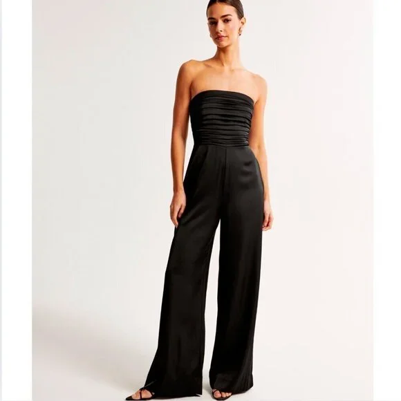 Abercrombie Emerson Ruched Strapless Jumpsuit - Black​​​ - Size XXS - Picture 5 of 5